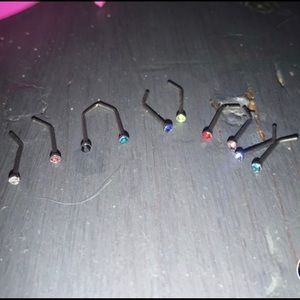 10 pc nose rings multi colored
